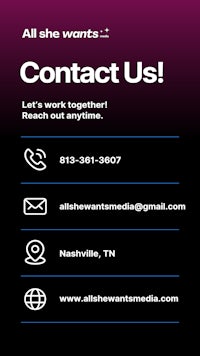 all she wants contact us